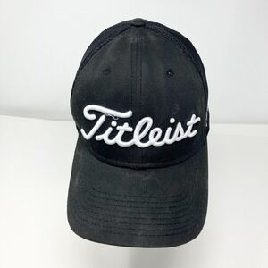 Titleist Hat Cap Fitted Mens Small Medium Black Mesh Golf Pro V1 FJ New Era